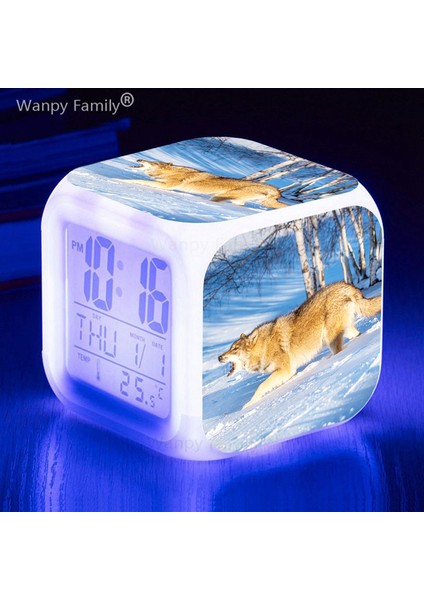 Derin Mavi Arctic Kurt 7 Renk Değiştirme LED Dijital Alarmlı Saat Saat Öğrenci Yatak Odası Uyandırma Zamanlayıcısı Taşınabilir Masa Saati Çocuk Oyuncakları Hediyeler (Yurt Dışından) indirimleri