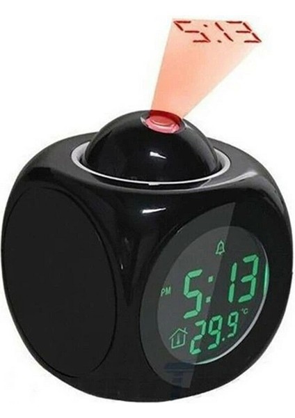 Siyah Yaratıcı LCD Dijital Çalar Saat Projektör USB Şarj Edilebilir Hava Durumu Masası Zaman Tarih Ekranı Projeksiyon Sıcaklık ile Ev (Yurt Dışından)