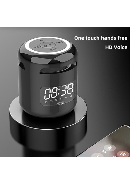 Mavi Bluetooth Hoparlör Çalar Saat Hepsi Bir Arada Küçük Hd Ses Fm Radyo Çalar Taşınabilir Sıcaklık Saati Sessiz Öğrenci Alarm cl (Yurt Dışından)