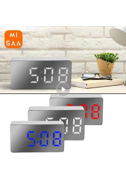 Beyaz Dijital Ayna Çalar Saat Mini LED Saat Dijital Ekran Ev Dekorasyon Sessiz Alarm Zili Yazı Tipi Temizle Çocuk Hediye (Yurt Dışından) fiyatları