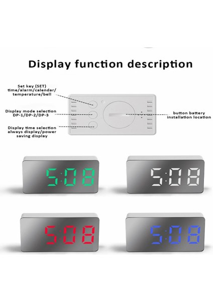 Beyaz Dijital Ayna Çalar Saat Mini LED Saat Dijital Ekran Ev Dekorasyon Sessiz Alarm Zili Yazı Tipi Temizle Çocuk Hediye (Yurt Dışından) modelleri
