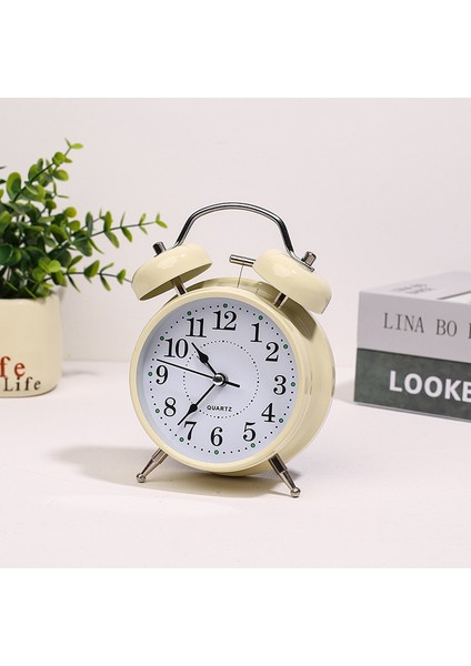 L-633 3 Inç Çalar Saat Ofis Masası Yatak Odası Oturma Odası Sessiz Alarmlı Yaratıcı Ev Dekorasyonu Çift Zil Mekanik Saat (Yurt Dışından)