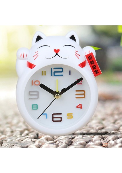 Beyaz Çin Şanslı Kedi Saat Feng Shui Şekil Saat Renkli Kutu Çocuklar Çalar Saat (Yurt Dışından)
