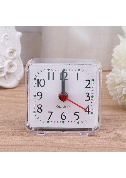 Beyaz Mini Kare Çalar Saat Sessiz Masa Masası Zaman Saatleri Süs Ev Yatak Odası Kitap Odası Masa Dekorasyonu (Yurt Dışından) modelleri