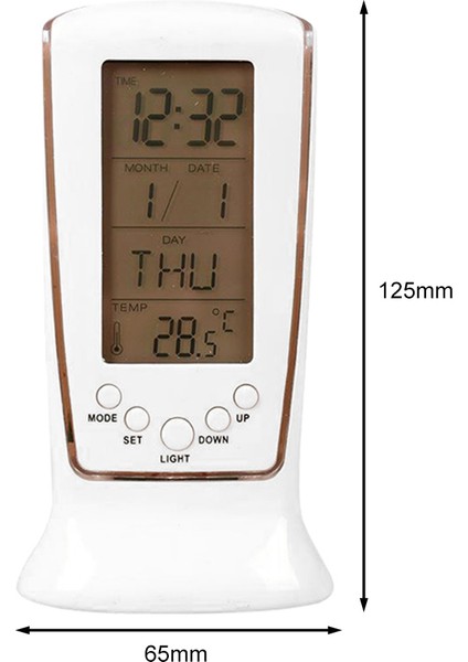 Gösterildiği Gibi Dijital LED Mavi Gece Lambası Takvim Termometre LCD Ekran Müzik Çalar Saat LCD Zaman Masaüstü Masa Saatleri (Yurt Dışından)