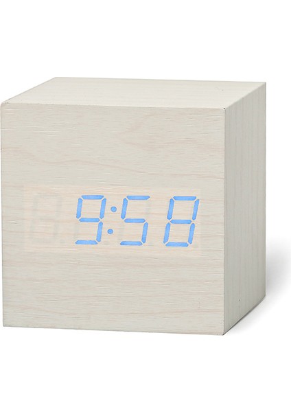 Mavi Işık Dijital Termometre Çalar Saat Ahşap LED Aydınlatmalı Ses Kontrolü Retro Glow Izle Masaüstü Masa Aydınlık Saat Ev Dekorasyon (Yurt Dışından)