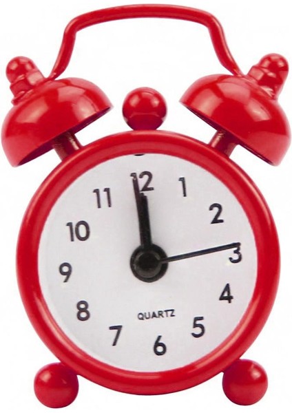 Kırmızı Klasik Ev Sevimli Pil Kumandalı Analog Mini Yuvarlak Başucu Masası Çalar Saat (Yurt Dışından)