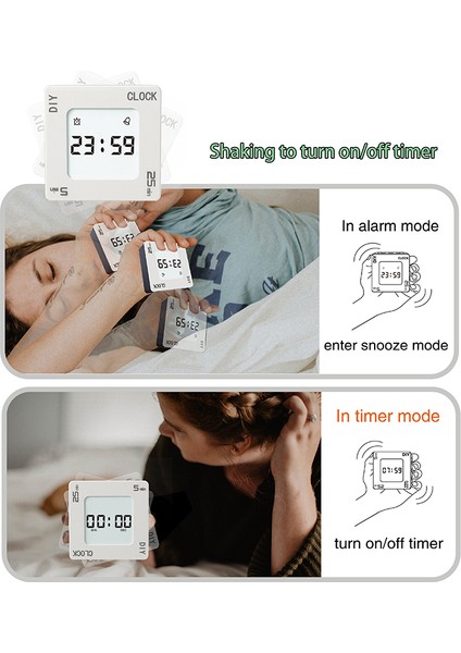 A3 Siyah-Beyaz Diy Zaman Yönetimi Pomodoro Zamanlayıcı 4 Mod Hatırlatma Dijital Saat Yaratıcı Kare Çalar Saat Titreşim Yanıp Sönen Arka Işık Zamanlayıcı (Yurt Dışından)