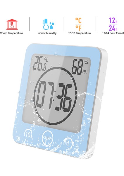 Siyah LCD Dijital Su Sıçraması Için Su Geçirmez Banyo Duvar Saati Duş Saatleri Zamanlayıcı Sıcaklık Nem Mutfak Yıkama Odası Zamanlayıcılar (Yurt Dışından) fiyatları