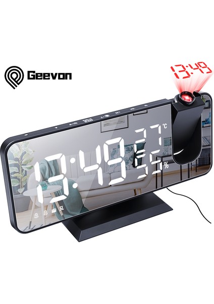 Siyah Projeksiyon Çalar Saat Fm Radyo LED Dijital Masa Saati USB Erteleme Sıcaklık ve Nem 180 Projeksiyon Masaüstü Saat (Yurt Dışından) fiyatları