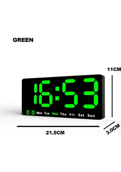 Yeşil Büyük Renkli LED Dijital Alarmlı Saat Datetemperature ile 2 Alarm Büyük Ekran Gündüz Saati Pil Yedekleme 12/24 H Duvar Saati (Yurt Dışından)
