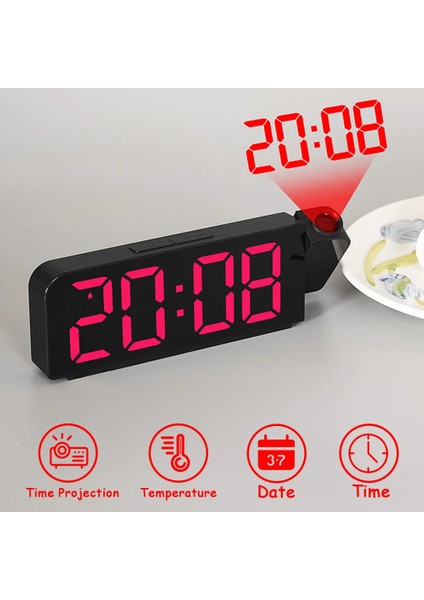 Yeşil K83 Projeksiyonlu Çalar Saat LED Dijital Masa Saatleri USB Uyanma Saati 180 Zamanlı Projeksiyonlu Erteleme Masa Saati (Yurt Dışından)