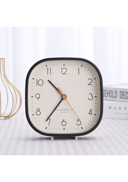 09 Siyah 6 Inç Modern Yeni Moda Standı Asın Çift Amaçlı Abs Plastik Saat Öğrenci Sessiz Koşu Basit Yuvarlak Mini Masaüstü Alarm O'clock (Yurt Dışından)