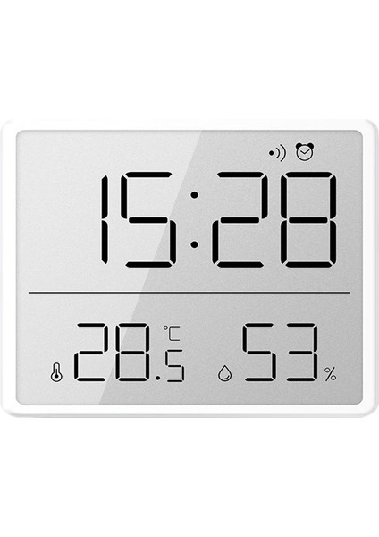 Beyaz LCD Dijital Çalar Saat Büyük Ekran Çok Fonksiyonlu Manyetik Tasarım Termometre Ölçer Nem Monitörü Dropship (Yurt Dışından)