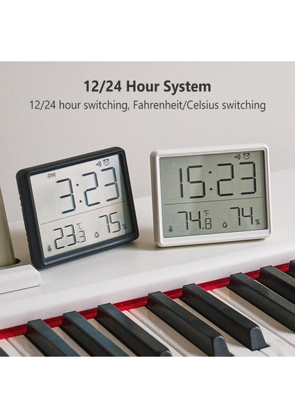 Beyaz LCD Dijital Çalar Saat Büyük Ekran Çok Fonksiyonlu Manyetik Tasarım Termometre Ölçer Nem Monitörü Dropship (Yurt Dışından) fiyatları