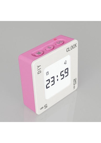 A6 Pembe Yaratıcı Kare Çalar Saat Diy Zaman Yönetimi Pomodoro Zamanlayıcı Titreşim Yanıp Sönen Arka Işık Zamanlayıcı Dört Taraflı Çevirme Dijital Saat (Yurt Dışından)