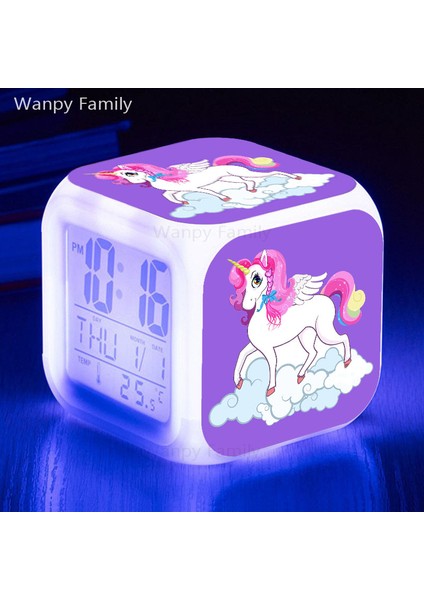 Çok Çok Sevimli Unicorn Çalar Saat Çocuk Yatak Odası Çok Fonksiyonlu Parlatıcı Küçük Gece Lambası Masa Saati Öğrenci ve Çocuk Için Hediye (Yurt Dışından)