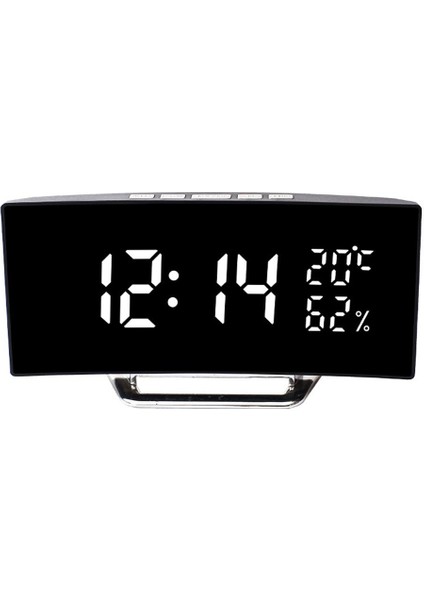 Beyaz Masaüstü Dijital Saat LED Dijital Çalar Saat Zaman Tarih Sıcaklık Nem Göstergesi 12/24H Çok Işlevli Masa Masasısaat (Yurt Dışından)