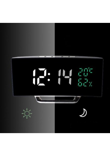 Beyaz Masaüstü Dijital Saat LED Dijital Çalar Saat Zaman Tarih Sıcaklık Nem Göstergesi 12/24H Çok Işlevli Masa Masasısaat (Yurt Dışından)