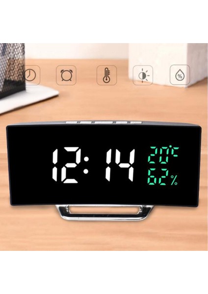 Beyaz Masaüstü Dijital Saat LED Dijital Çalar Saat Zaman Tarih Sıcaklık Nem Göstergesi 12/24H Çok Işlevli Masa Masasısaat (Yurt Dışından)