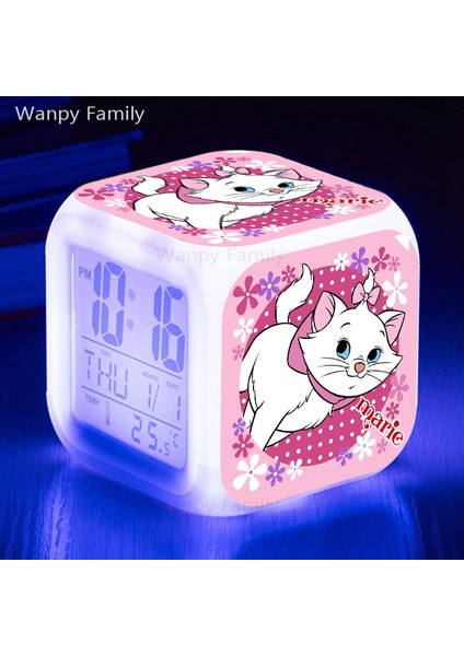 Temizle Sevimli Yavru Kedi 7 Renk Değiştirme LED Dijital Alarmlı Saat Saat Öğrenci Yatak Odası Dokunmatik Algılama Uyandırma Zamanlayıcısı Pet Kedi Masa Saati (Yurt Dışından)