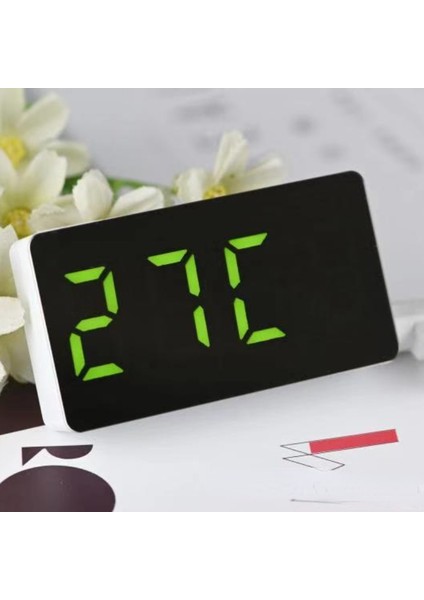 Mavi Mini Ayna Masa Saati Çok Fonksiyonlu Dijital Alarm Erteleme Ekran Süresi Gece LED Işık Masa Masaüstü Ev Dekor Hediyeler Çocuk (Yurt Dışından)