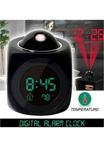 Beyaz Yaratıcı LCD Dijital Çalar Saat Projektör USB Şarj Edilebilir Hava Durumu Masası Zaman Tarih Ekranı Projeksiyon Sıcaklık ile Ev (Yurt Dışından)