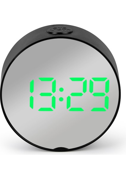Yuvarlak-Yeşil Dijital Ayna LED Çalar Saat Gece Işıkları Termometre Duvar Saati Lamba Kare Dikdörtgen Çok Fonksiyonlu Masa Saatleri Mini Alarm (Yurt Dışından)