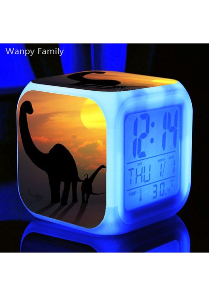 Gri Dinozor LED Dijital Alarmlı Saat Saat Erkek Kız Doğum Günü Hediyeleri Öğrenciler Yatak Odası Termometre Takvimler ile Taşınabilir Masa Saati (Yurt Dışından)