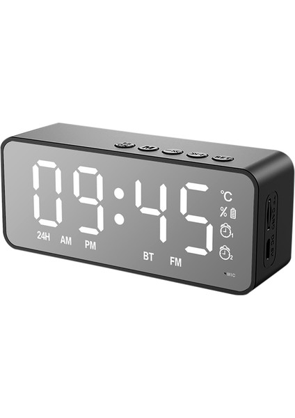 Siyah G50 Kablosuz Bluetooth Hoparlör Fm Radyo Mini Taşınabilir Kart Ayna Çalar Saat Sesi Tüm Telefonlar Için Çift Çalar Saat Ayarları (Yurt Dışından)