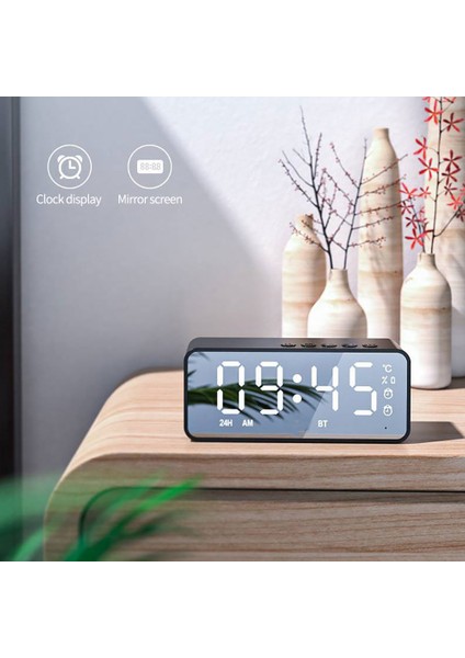 Siyah G50 Kablosuz Bluetooth Hoparlör Fm Radyo Mini Taşınabilir Kart Ayna Çalar Saat Sesi Tüm Telefonlar Için Çift Çalar Saat Ayarları (Yurt Dışından) fiyatları