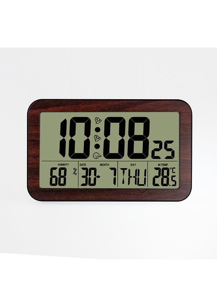 B Ahşap Desenli Jimei H180H Çok Işlevli Büyük LCD Ekranlı Dijital Takvim Sıcaklık Nem Duvar Saati ile Çalar Saat (Yurt Dışından)