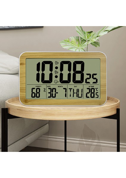 B Ahşap Desenli Jimei H180H Çok Işlevli Büyük LCD Ekranlı Dijital Takvim Sıcaklık Nem Duvar Saati ile Çalar Saat (Yurt Dışından) modelleri