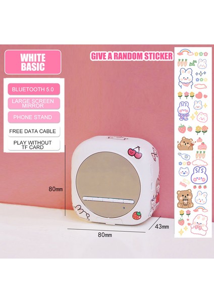 Junior Beyaz Kawaii Saat Bluetooth Hoparlör, Kablosuz Stereo, Öğrenci Mini Erteleme Alarmı, Masaüstü Süslemesi, Kız Kalp Taşınabilir Subwoofer (Yurt Dışından)