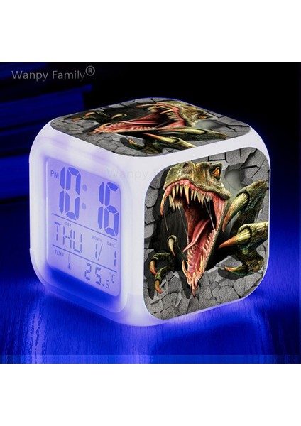 Altın Çocuk Odası Ev Dekoru 7 Renkdeğişen Tyrannosaurus Çalar Saat Öğrenci Yatak Odası Çok Işlevli Uyanma Zamanlayıcısı Masa Saati Dinozor (Yurt Dışından) modelleri