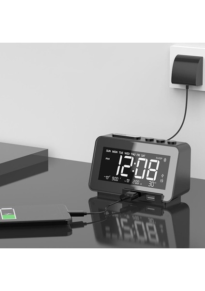 Ab Tak Siyah Kablosuz Hoparlör USB Şarjı Fm Radyo, Mini Taşınabilir Çalar Saat Ses Masaüstü Başucu Ses Abd/ab/ingiltere Tak (Yurt Dışından) fiyatları