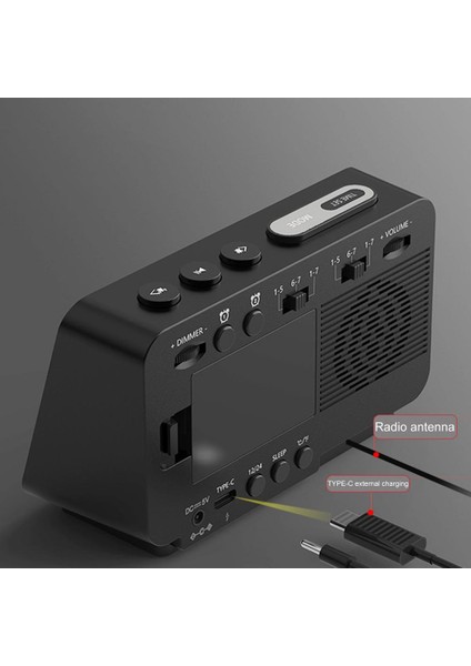 Ab Tak Siyah Kablosuz Hoparlör USB Şarjı Fm Radyo, Mini Taşınabilir Çalar Saat Ses Masaüstü Başucu Ses Abd/ab/ingiltere Tak (Yurt Dışından) fırsatları