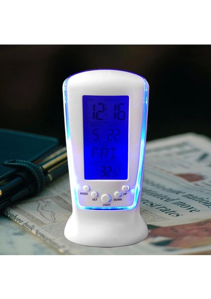 Yatak Odası Için Dijital Çalar Saat, Mavi Arka Işık, Sürekli Takvim, Dijital Termometre, Ağır Uyuyanlar Için Çalar Saat (Yurt Dışından)