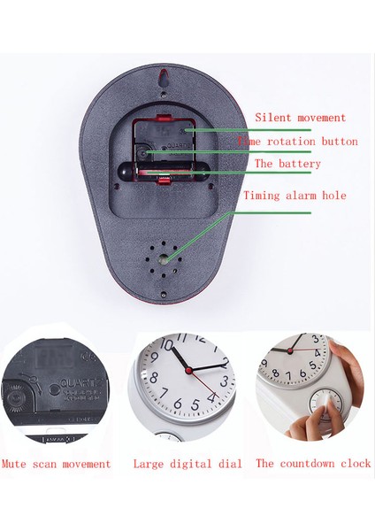 Beyaz Deliksiz Mutfak Çalar Saat Yaratıcı Saat Buzdolabı Çalar Saatine Takılabilir (Yurt Dışından) fırsatları