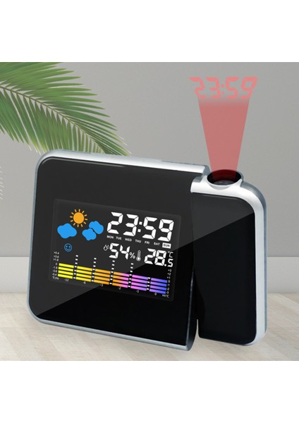 Beyaz Projeksiyon Saati Ayarlanabilir Projeksiyon Açısı Dijital LED Projektör Gece Aydınlatması Ev Oturma Odası Yatak Odası Için (Yurt Dışından)