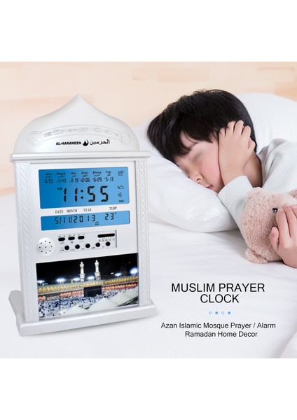 Gümüş Müslüman Ezan Cami Namaz Saati Islam Cami Ezan Takvimi Müslüman Namaz Duvar Saati Alarm Ramazan Ev Dekor Dikkatli Hediye (Yurt Dışından) fiyatları