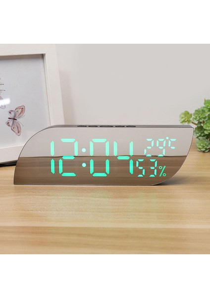 Beyaz Işık Sweethome Abs LED Ayna Yüzeyli Dijital Saat Sıcaklık Nem Algılama Erteleme Işlevi Yatak Odası Başucu Için Dijital Saat (Yurt Dışından)