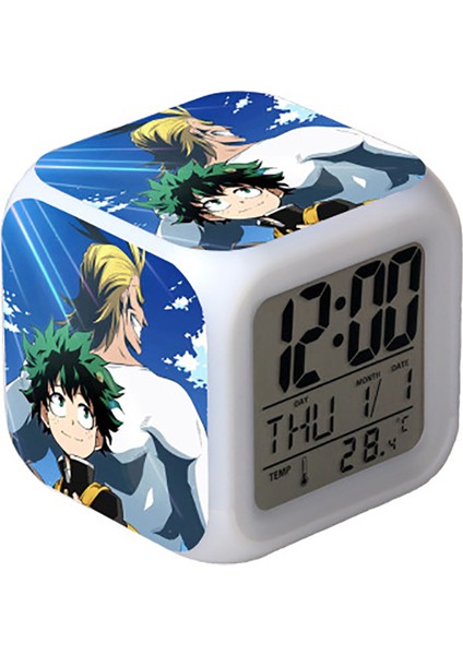 NZ005 My Hero Academia Oyuncaklar LED Dokunmatik Çok Fonksiyonlu Karikatür Mini Çalar Saat Yedi Renk Gece Izle LED Saat Hayranları Çocuk Hediye (Yurt Dışından)