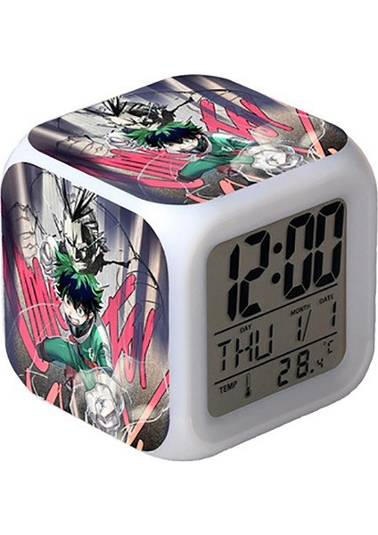 NZ005 My Hero Academia Oyuncaklar LED Dokunmatik Çok Fonksiyonlu Karikatür Mini Çalar Saat Yedi Renk Gece Izle LED Saat Hayranları Çocuk Hediye (Yurt Dışından)