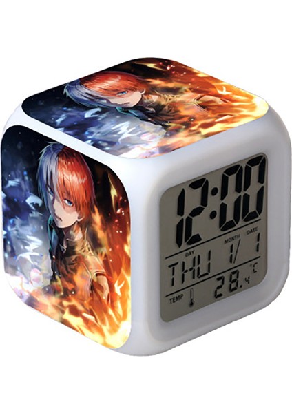 NZ005 My Hero Academia Oyuncaklar LED Dokunmatik Çok Fonksiyonlu Karikatür Mini Çalar Saat Yedi Renk Gece Izle LED Saat Hayranları Çocuk Hediye (Yurt Dışından)