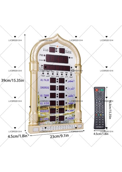 B 12V Ezan Cami Takvimi Müslüman Namaz Duvar Saati Alarm Islami Cami Ezan Takvimi Ramazan Uzaktan Kumandalı Ev Dekoru (Yurt Dışından) fırsatları