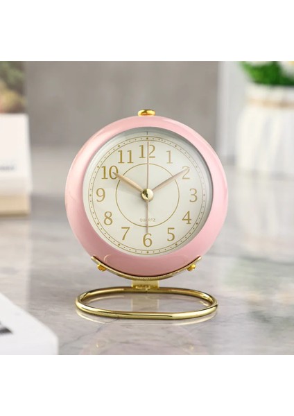 Altın Tabanlı Retro Metal Çerçeveli Pembe Yaratıcı Çalar SAAT3D Kadranlı Arka Aydınlatmalı Masa Masa Çalar Saati Ev Ofis Için Pil Gerektirmez (Yurt Dışından) modelleri