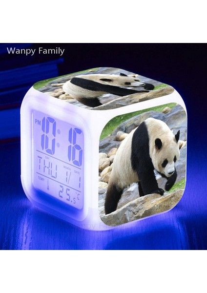 Açık Gri Çok Sevimli Panda LED Çalar Saat Çocuk Odası Dokunmatik Algılama Uyandırma Zamanlayıcısı Studet's Yatak Odası Taşınabilir Masa Saati Mood Light ile (Yurt Dışından)