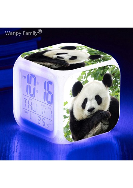 Açık Gri Çok Sevimli Panda LED Çalar Saat Çocuk Odası Dokunmatik Algılama Uyandırma Zamanlayıcısı Studet's Yatak Odası Taşınabilir Masa Saati Mood Light ile (Yurt Dışından) modelleri