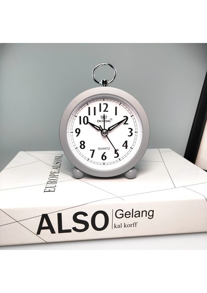 Gri Japon ve Kore Metal Çalar Saat Dilsiz Yatak Odası Başucu Saati Öğrenciler Kalkmak Avrupa Tarzı Sevimli Basit Oda Dekor (Yurt Dışından)